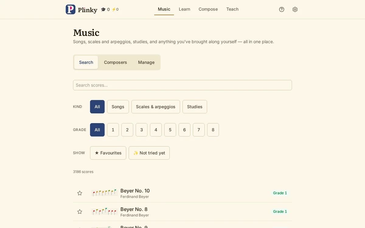 A screenshot of Music
