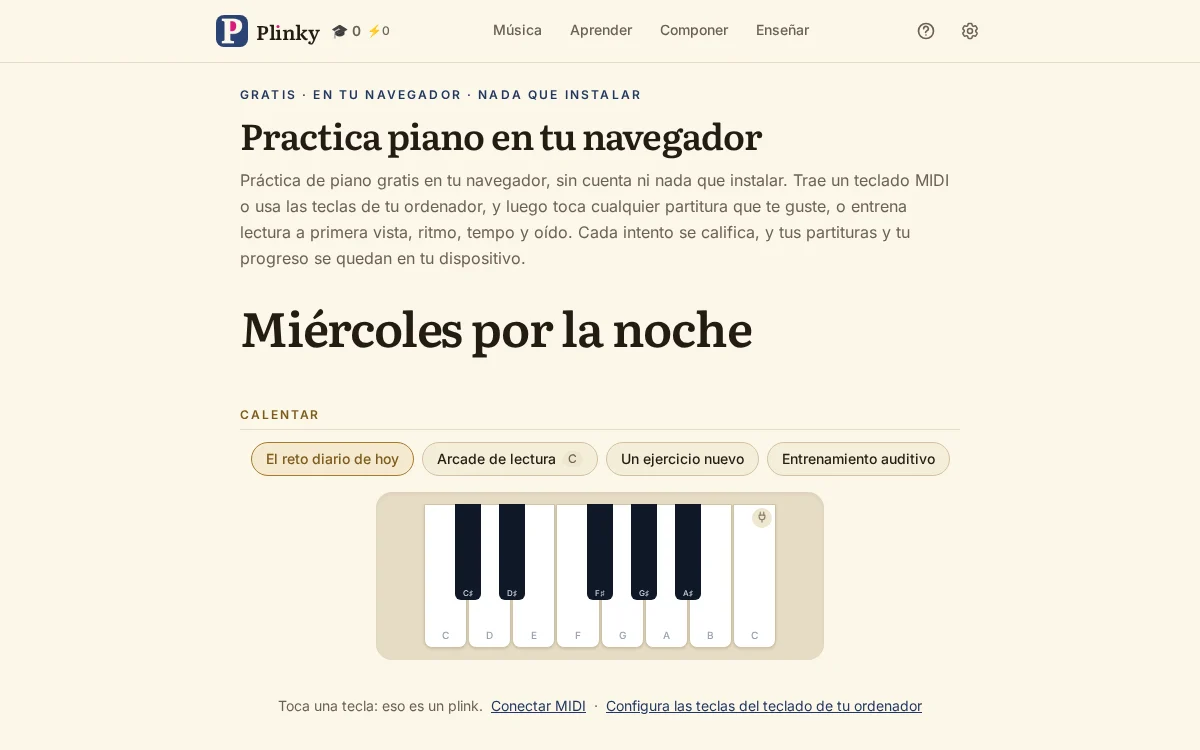 la página de inicio