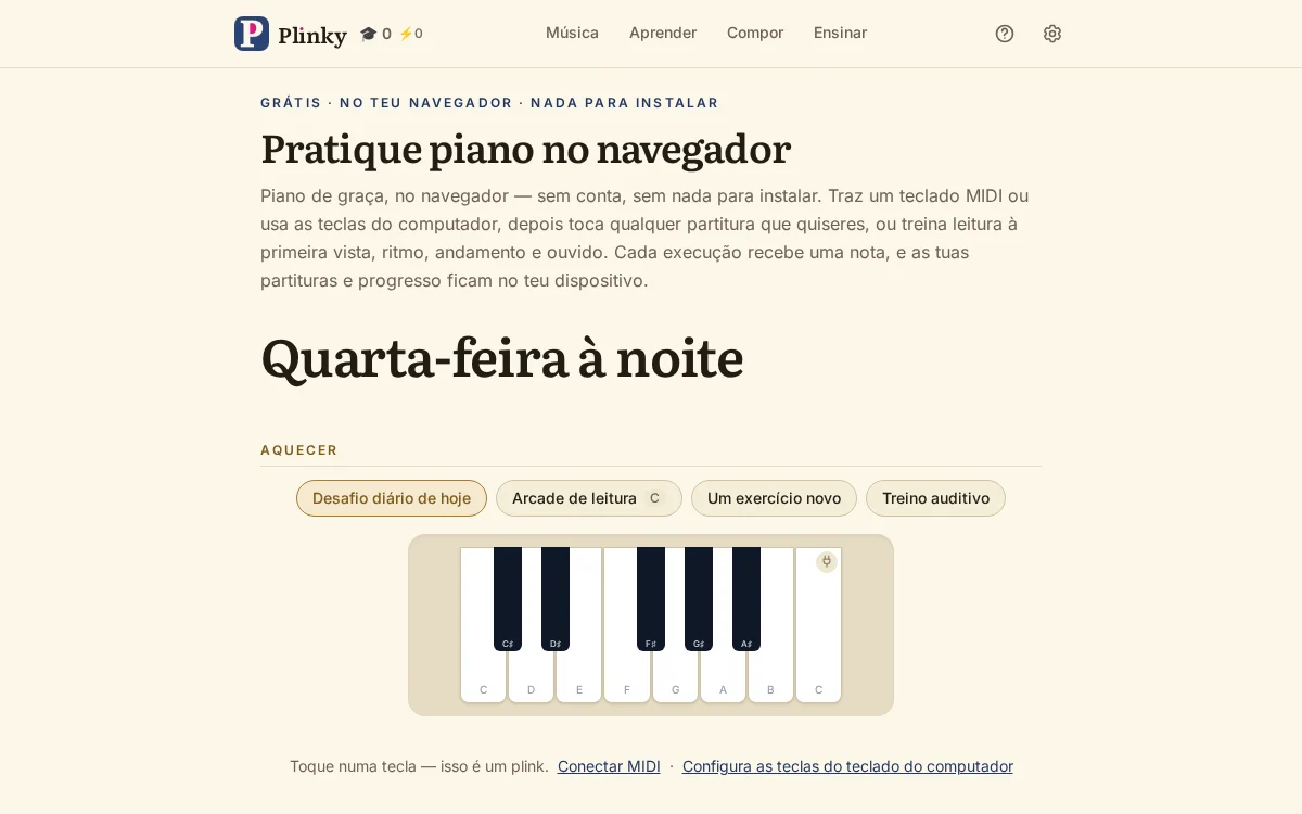 a página inicial